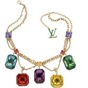 Louis Vuitton Multicolor Crystal Cosmopolitan Collar Necklace with Gold Hardware